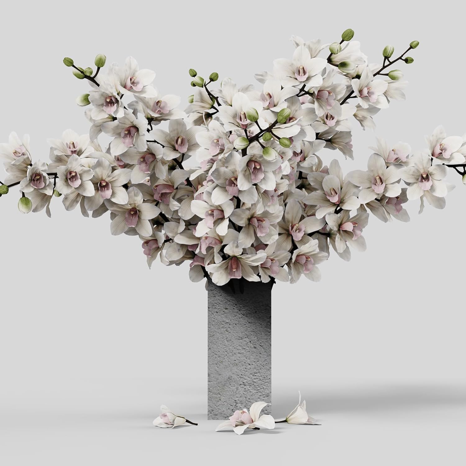 Gray Concrete Vase | Tall Modern Floor Vase for Living Room Decor | Frame
