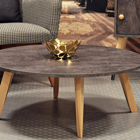 Warm Grey Concrete Round Coffee Table