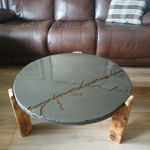 Personalized Cracked Concrete Round Table
